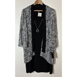 Stella & Julie Women's 16W Midi Sleeveless Dress and Attached Sheer Cardigan